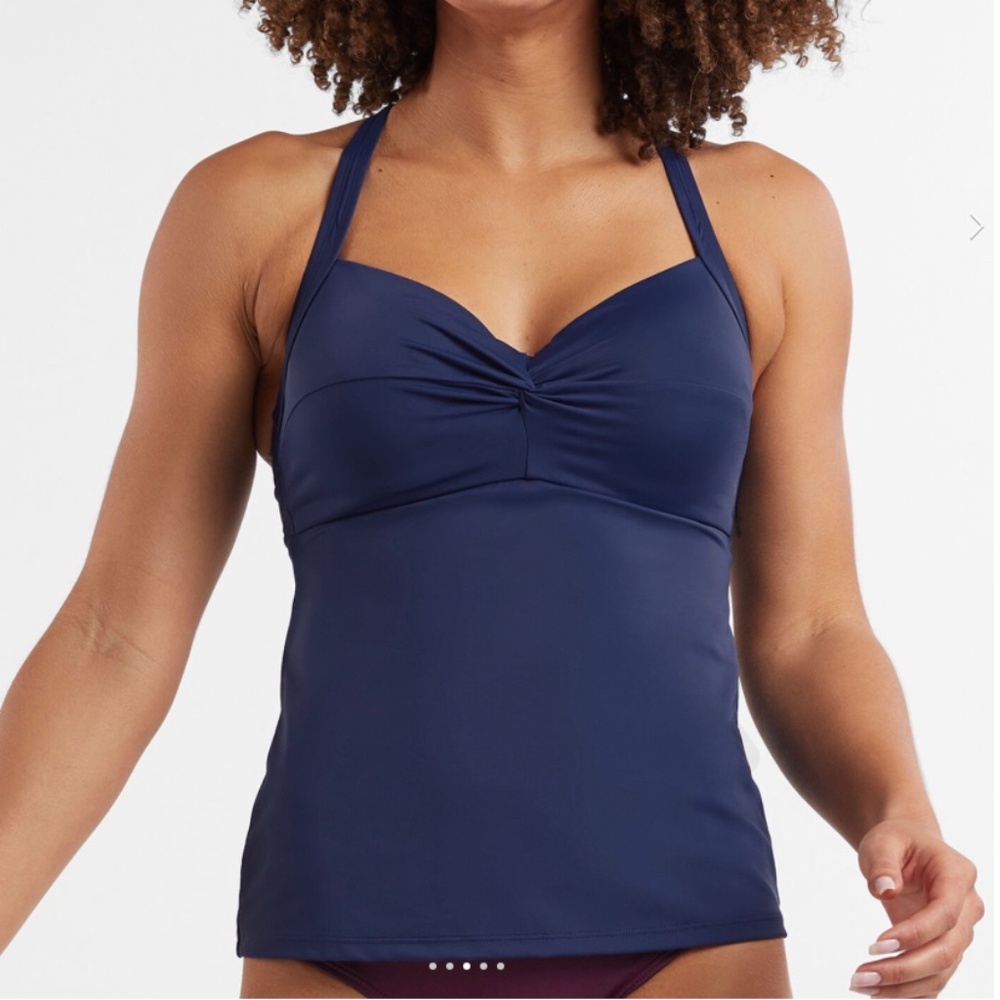 Title Nine Navy Blue Halter Tankini Top